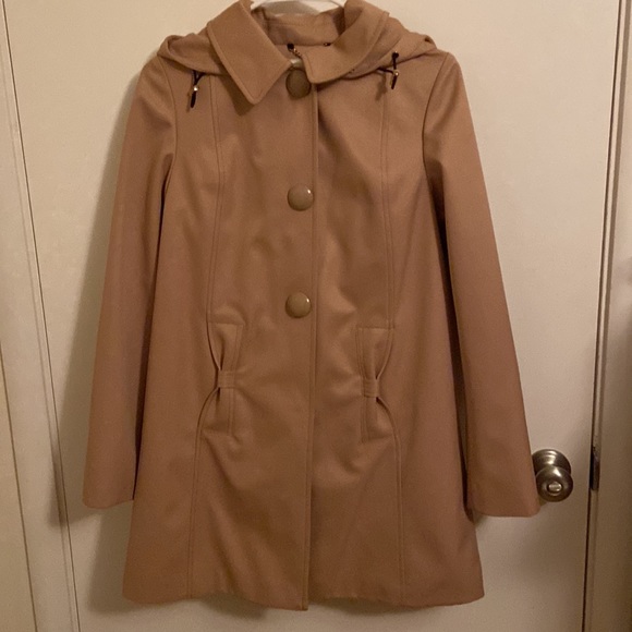 Kate Spade Coat Hoodie NWOT with Flaws Bow tie Lined Khaki Medium M
